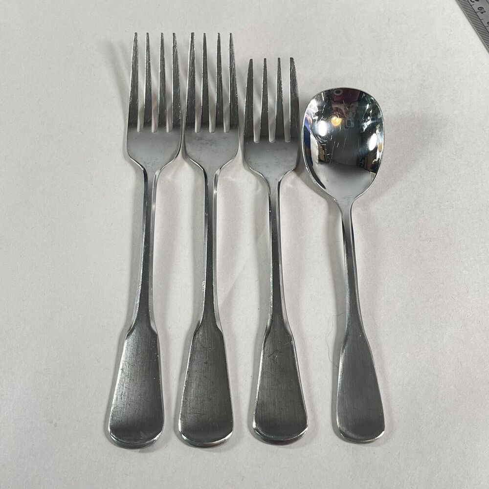 Set of 4 Oneida USA Yankee Clipper Dinner Forks Salad Fork Sugar Spoon Stainless